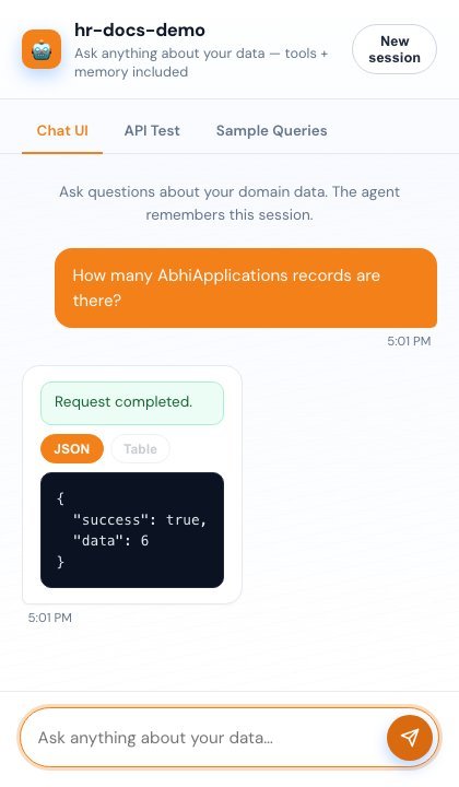 Chat UI answering a question from live MongoDB data